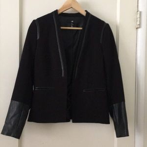 Black blazer with leather detailing